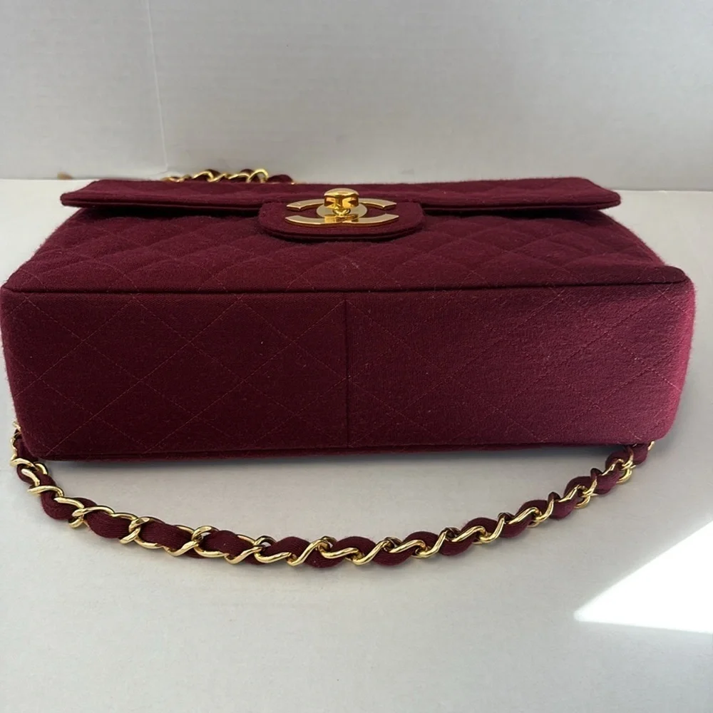 CHANEL Red Canvas Jumbo Bag